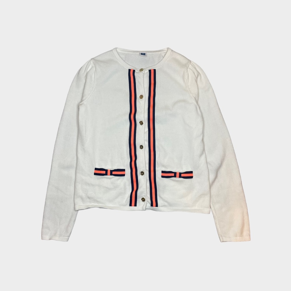 Janie and Jack Ribbon Trim White Cardigan